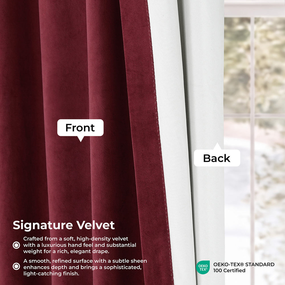 Burgundy Signature Extra Wide Velvet Blackout Curtain