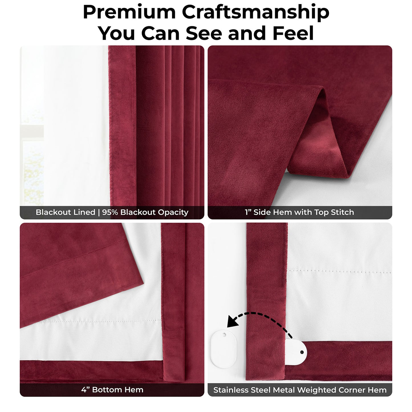 Burgundy Signature Extra Wide Velvet Blackout Curtain
