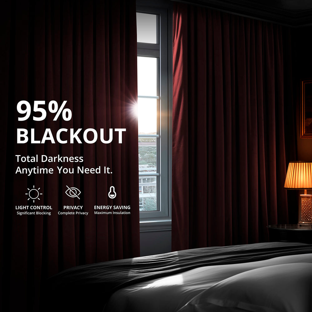Burgundy Signature Extra Wide Velvet Blackout Curtain