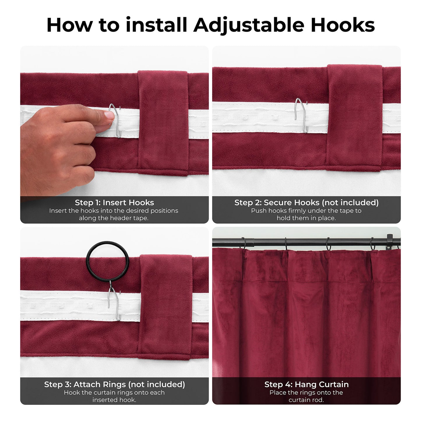 Burgundy Signature Extra Wide Velvet Blackout Curtain
