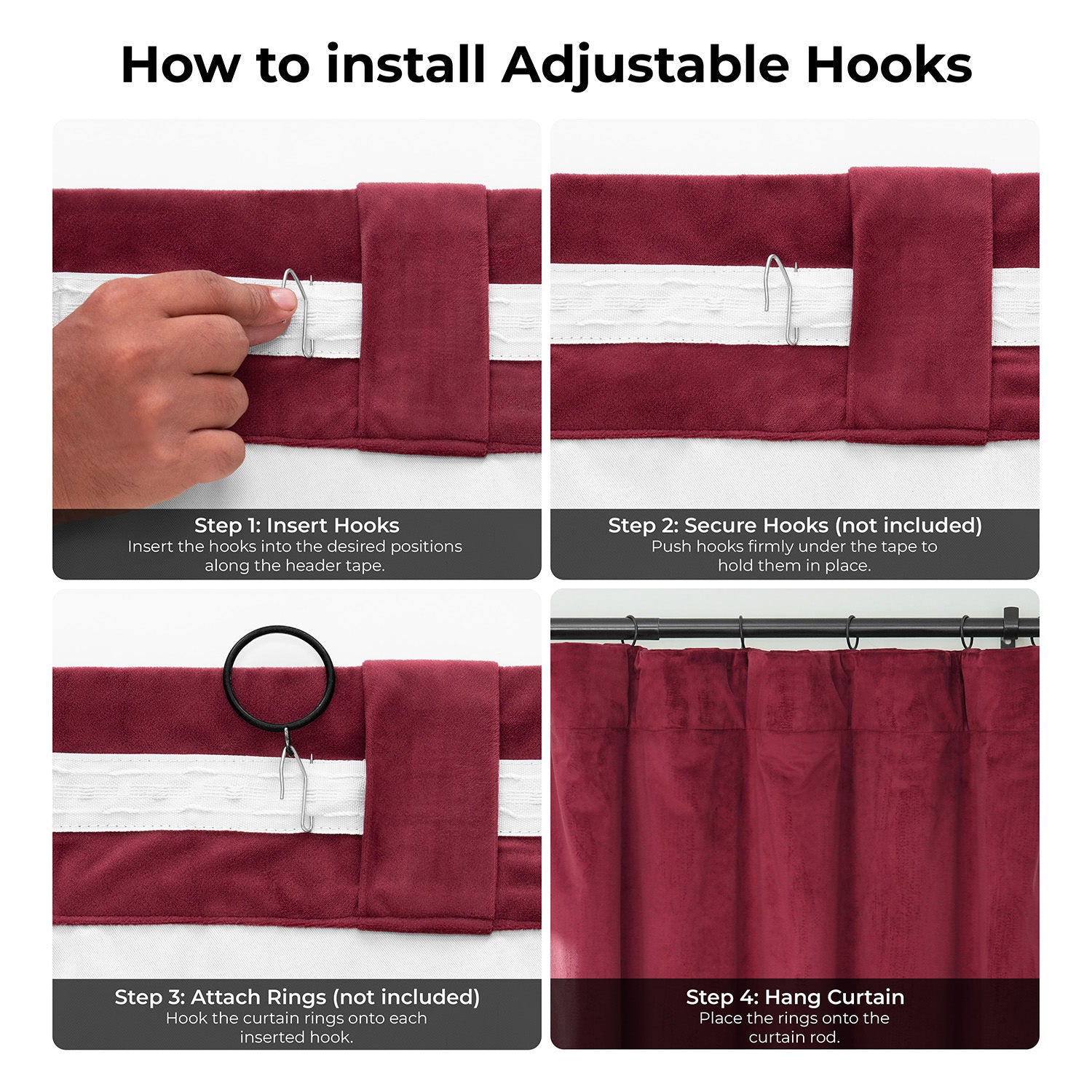 Burgundy Signature Extra Wide Velvet Blackout Curtain