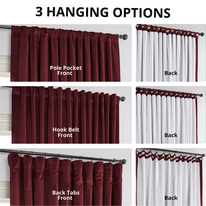Burgundy Signature Extra Wide Velvet Blackout Curtain