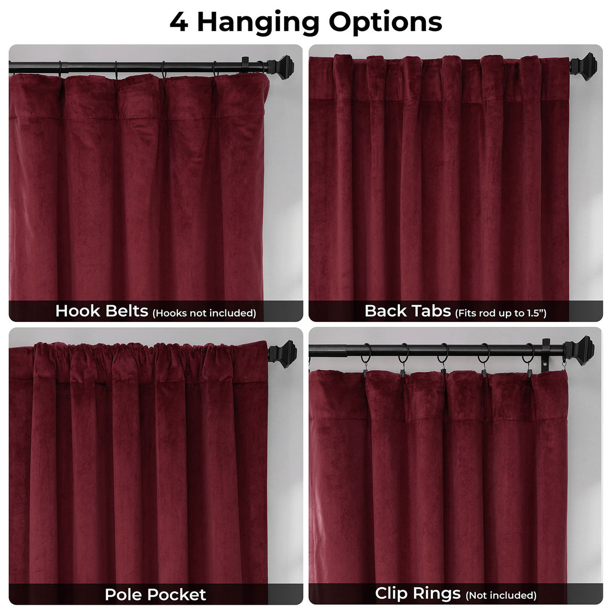 Burgundy Signature Extra Wide Velvet Blackout Curtain
