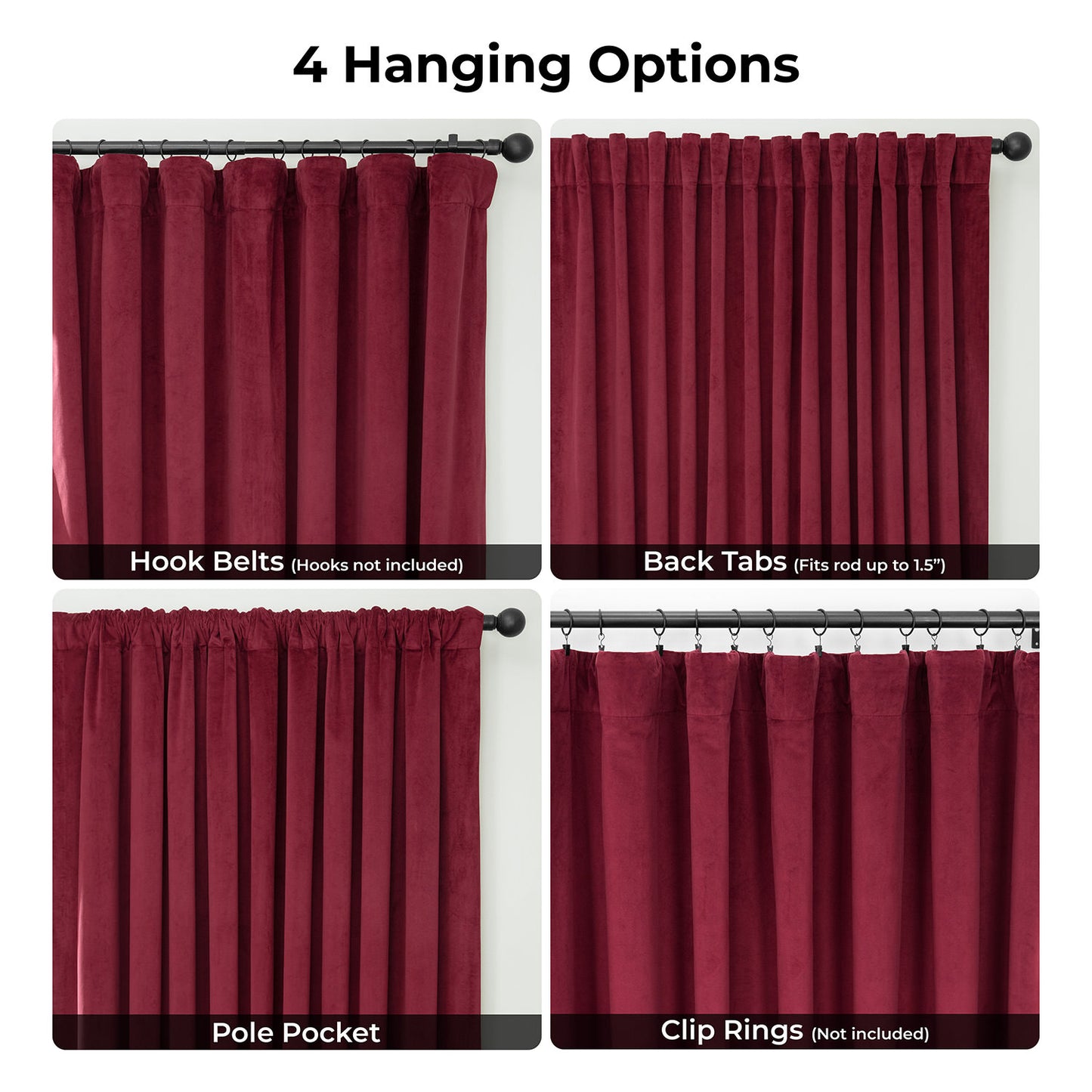 Burgundy Signature Extra Wide Velvet Blackout Curtain