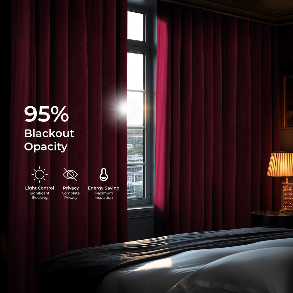Burgundy Signature Extra Wide Velvet Blackout Curtain