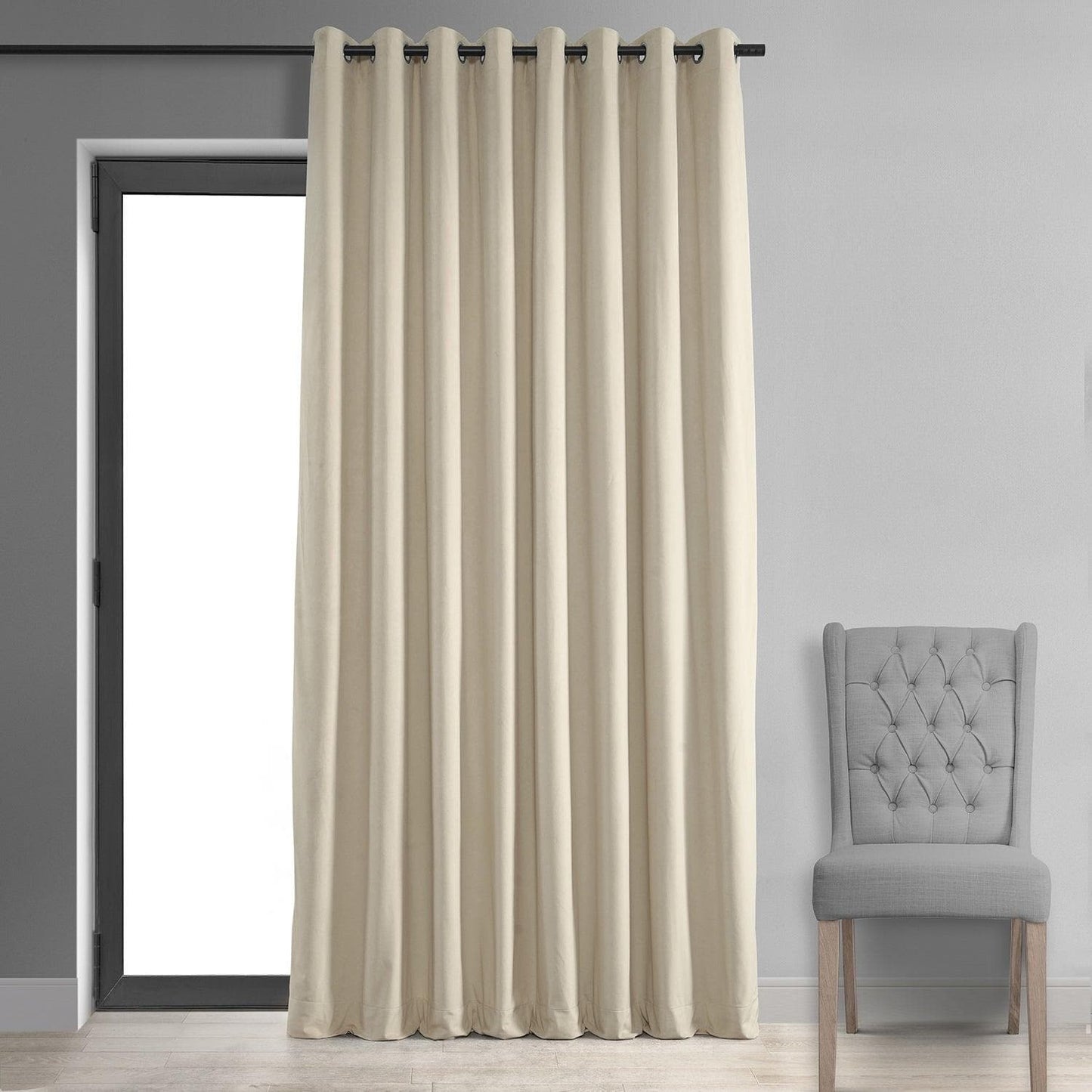 Ivory Grommet Signature Extra Wide Velvet Blackout Curtain - HalfPriceDrapes.com