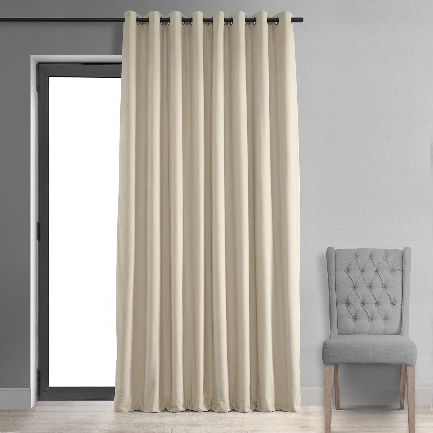 Ivory Grommet Signature Extra Wide Velvet Blackout Curtain - HalfPriceDrapes.com
