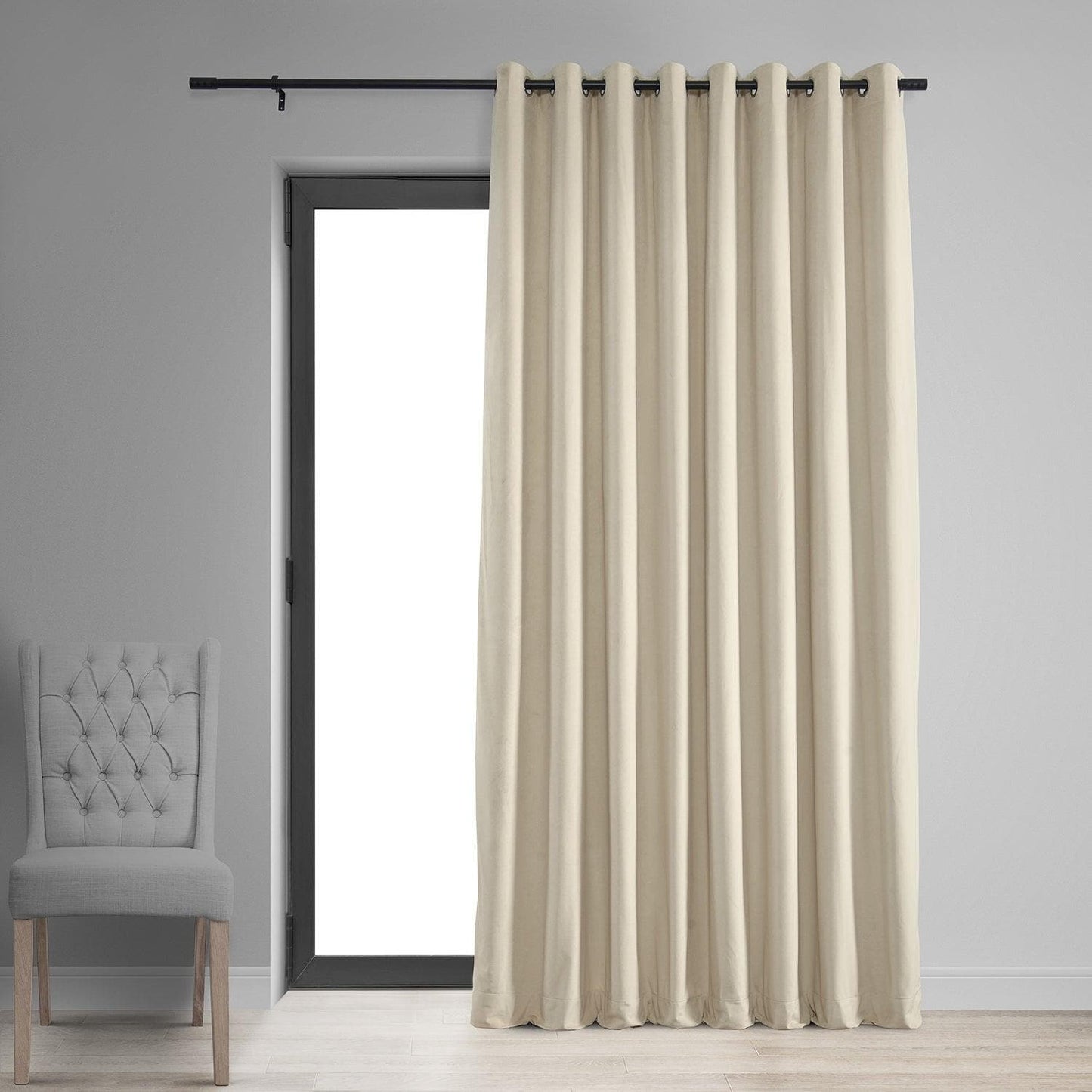Ivory Grommet Signature Extra Wide Velvet Blackout Curtain - HalfPriceDrapes.com