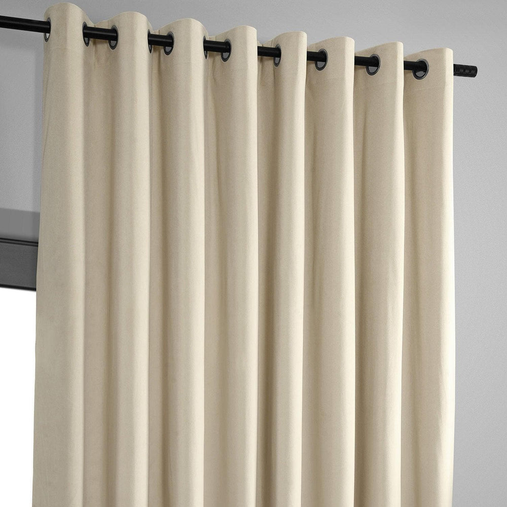 Ivory Grommet Signature Extra Wide Velvet Blackout Curtain - HalfPriceDrapes.com