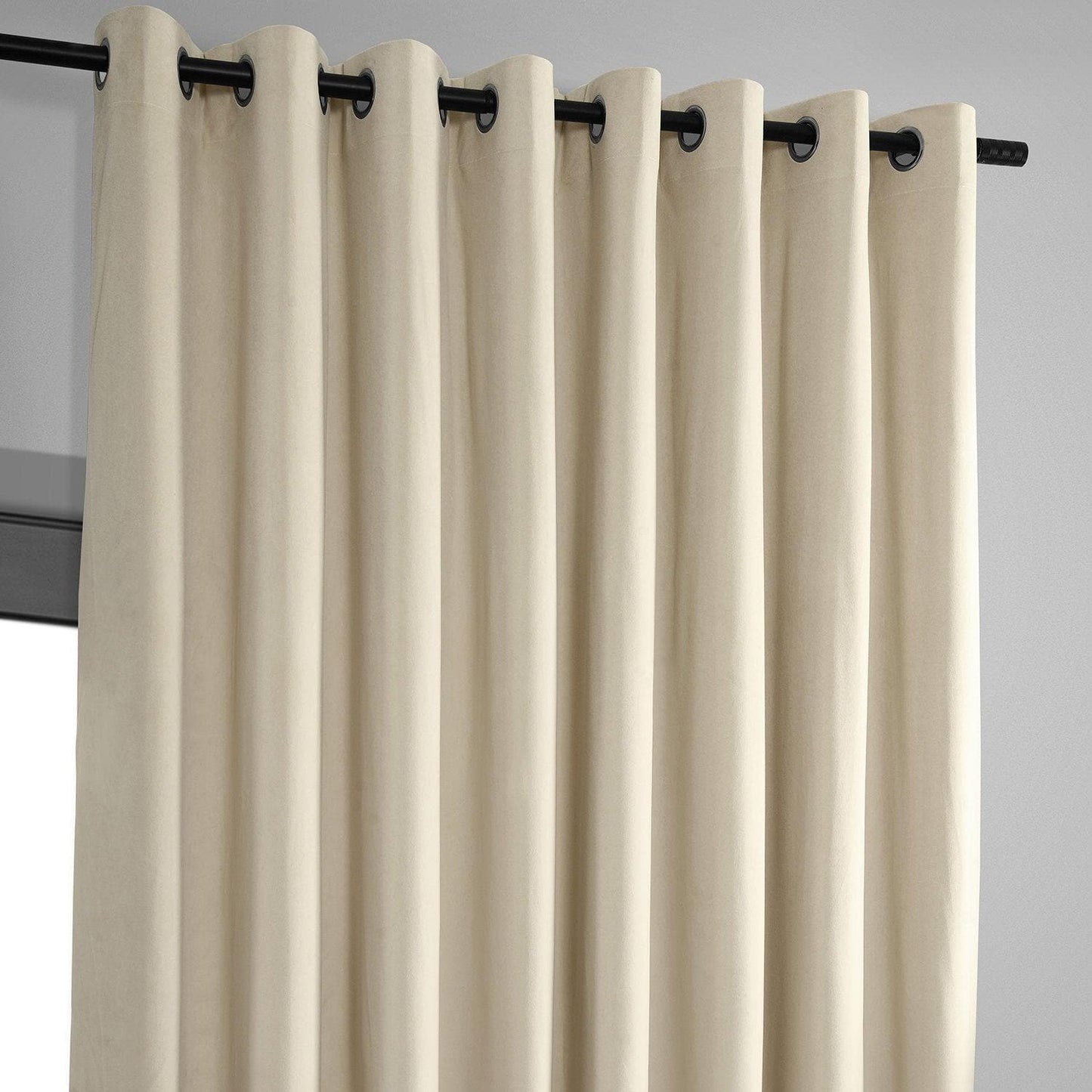 Ivory Grommet Signature Extra Wide Velvet Blackout Curtain - HalfPriceDrapes.com