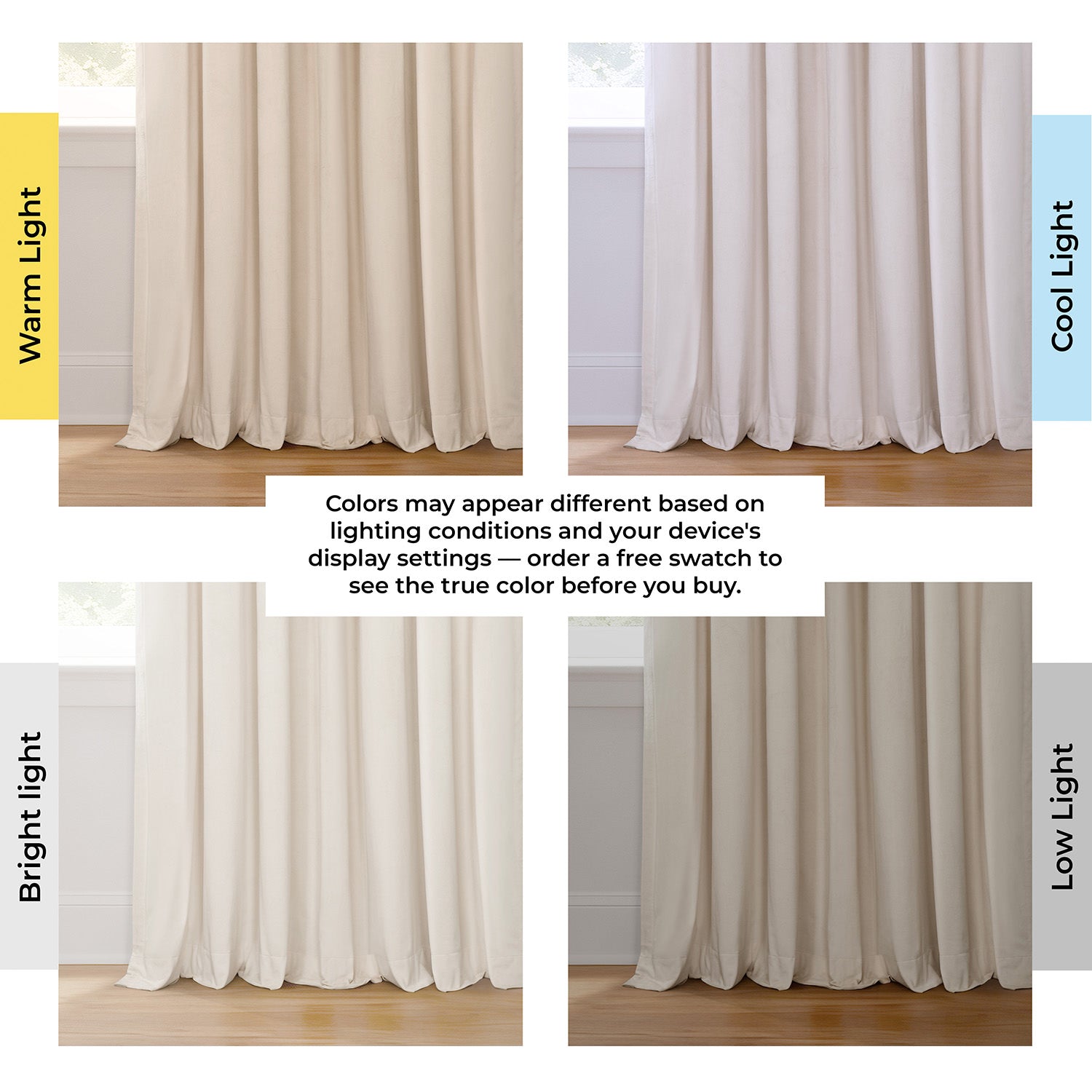 Ivory Signature Extra Wide Velvet Blackout Curtain | Half Price