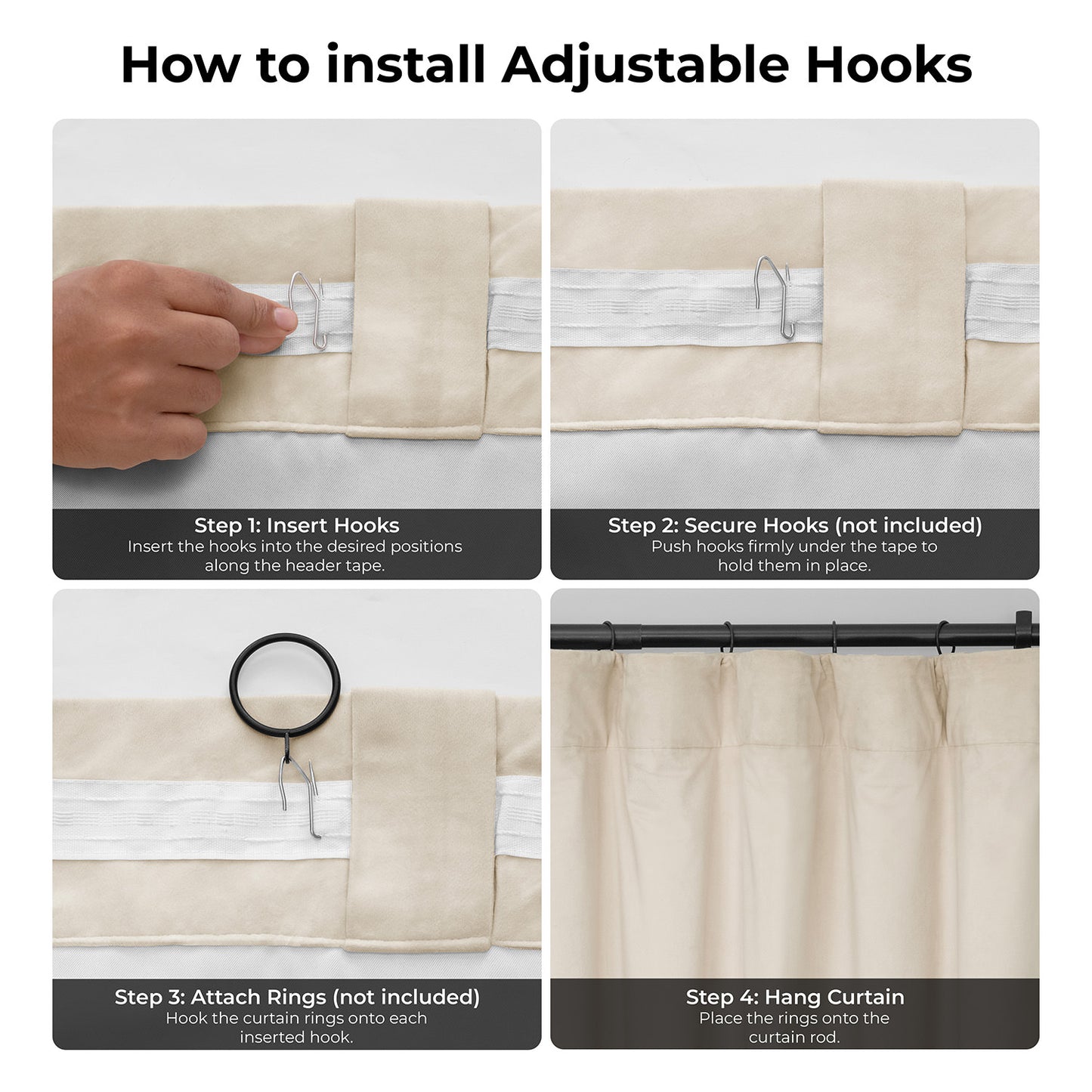 Ivory Signature Extra Wide Velvet Blackout Curtain