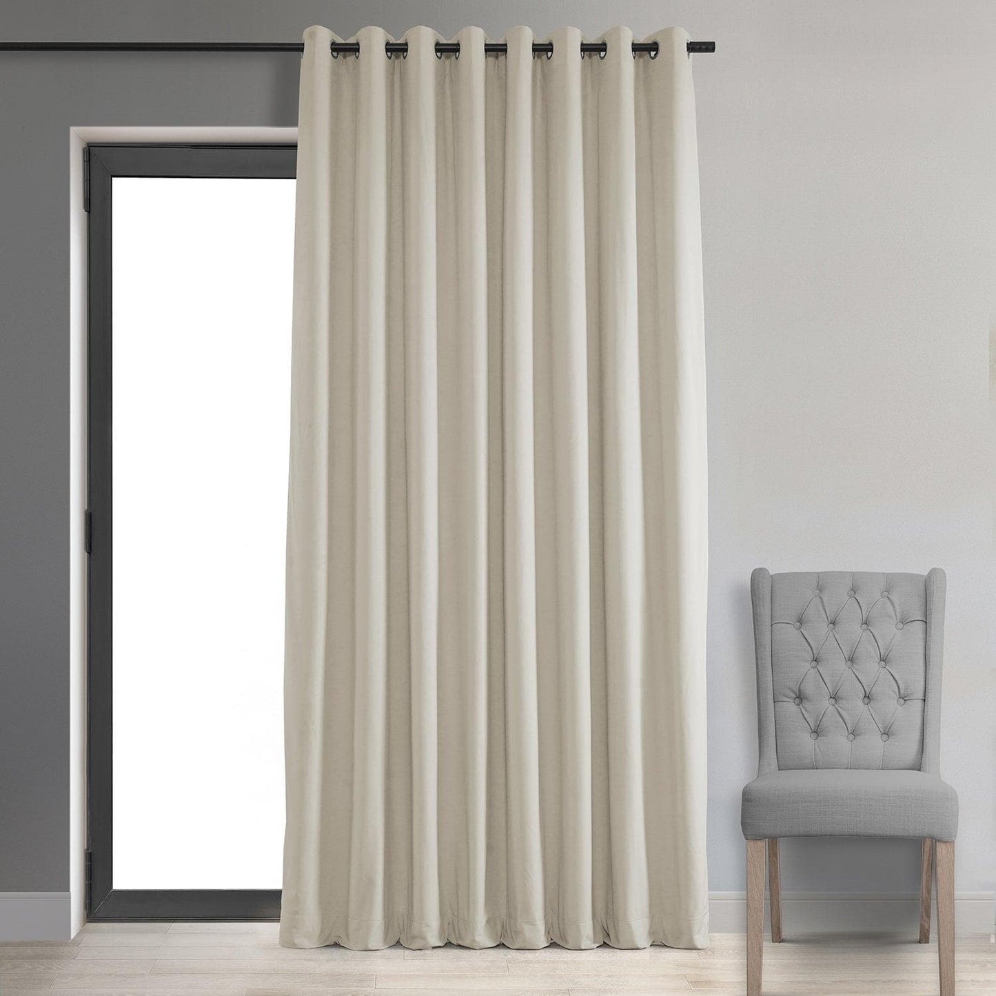Warm Off White Grommet Signature Extra Wide Velvet Blackout Curtain - HalfPriceDrapes.com