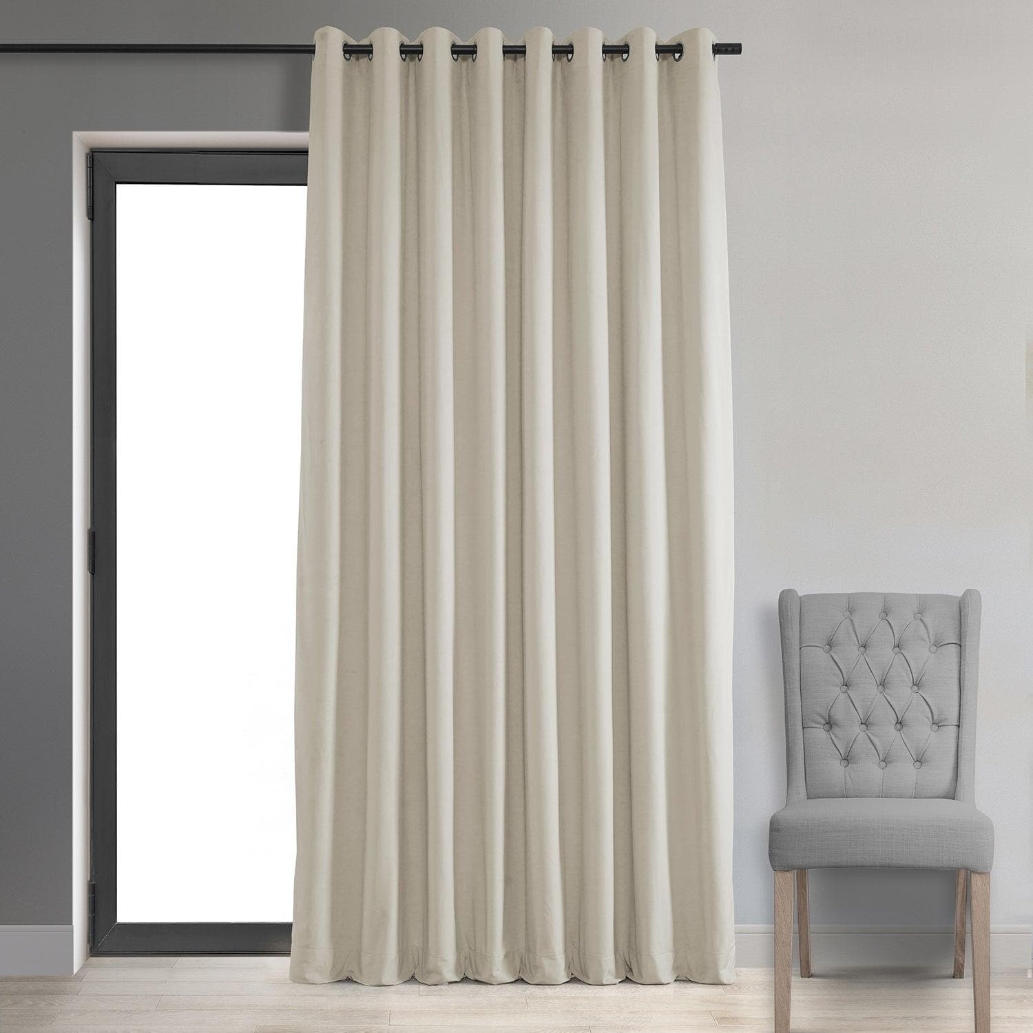 Warm Off White Grommet Signature Extra Wide Velvet Blackout Curtain - HalfPriceDrapes.com