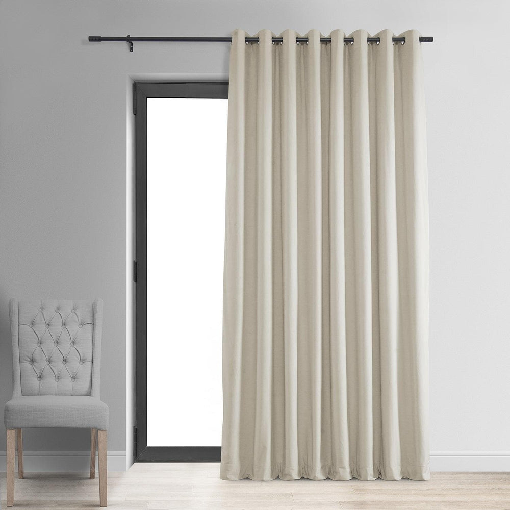 Warm Off White Grommet Signature Extra Wide Velvet Blackout Curtain - HalfPriceDrapes.com