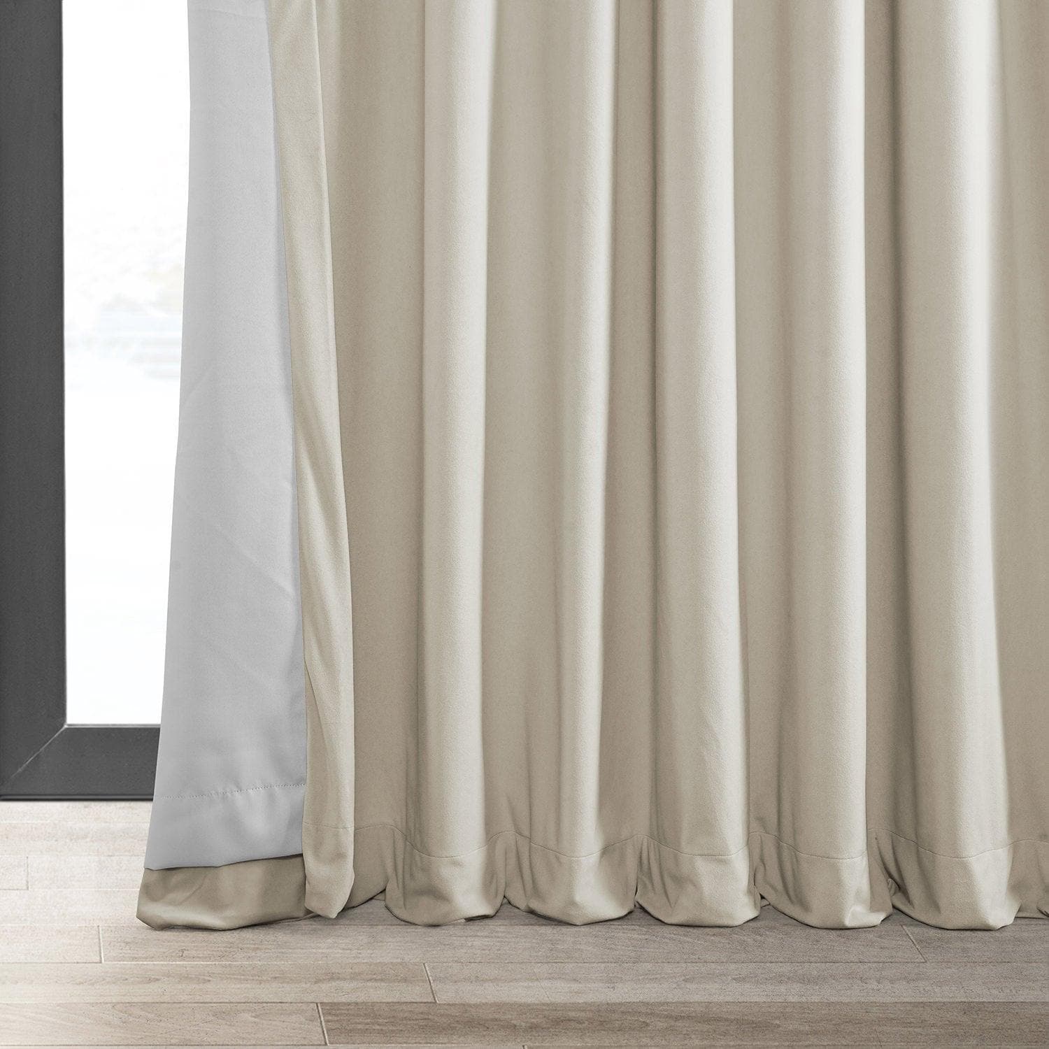 Warm Off White Grommet Signature Extra Wide Velvet Blackout Curtain - HalfPriceDrapes.com