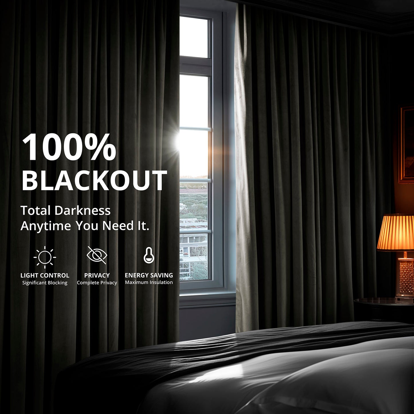 Gunmetal Grey Signature Extra Wide Velvet Blackout Curtain