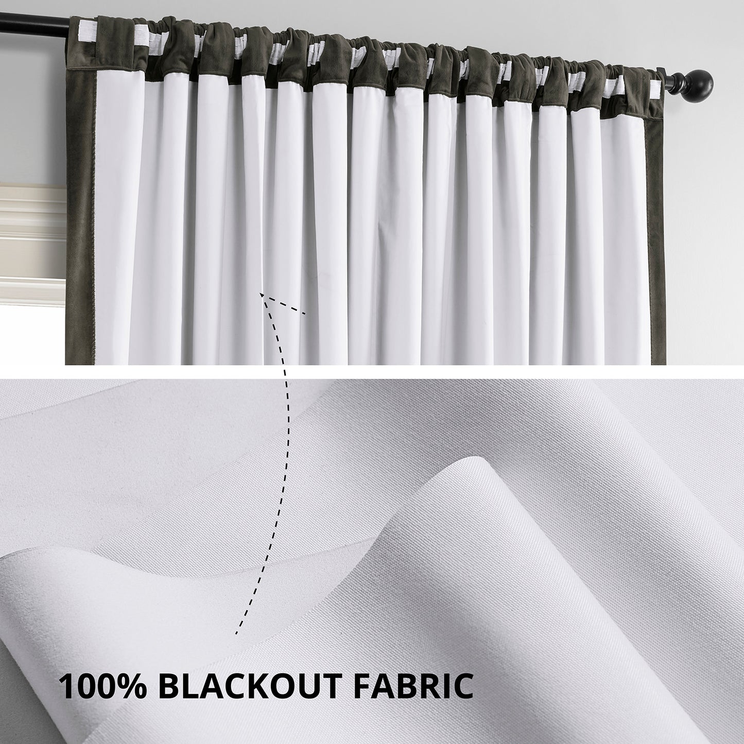 Gunmetal Grey Signature Extra Wide Velvet Blackout Curtain