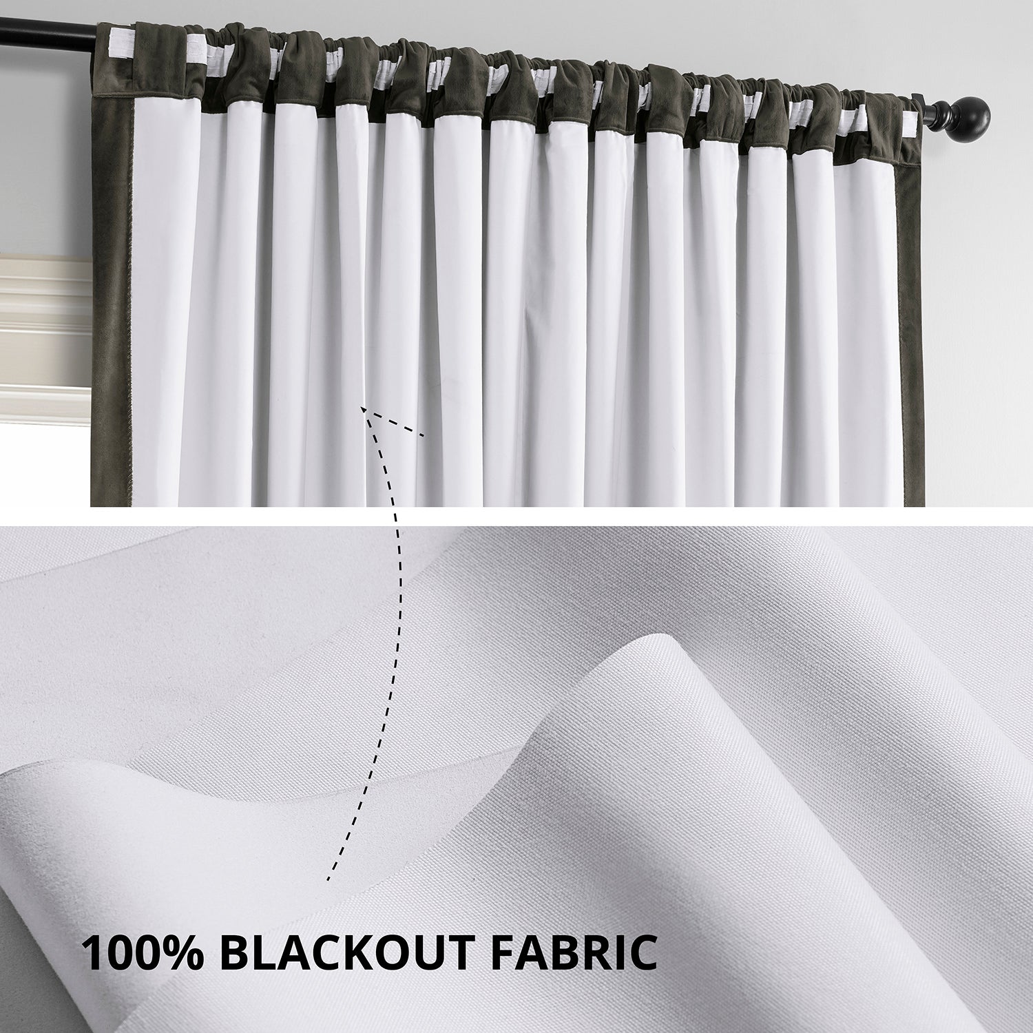 Gunmetal Grey Signature Extra Wide Velvet Blackout Curtain