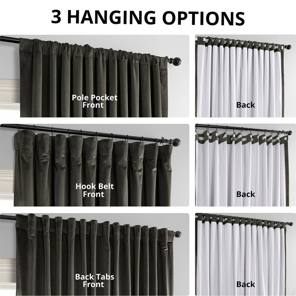 Gunmetal Grey Signature Extra Wide Velvet Blackout Curtain