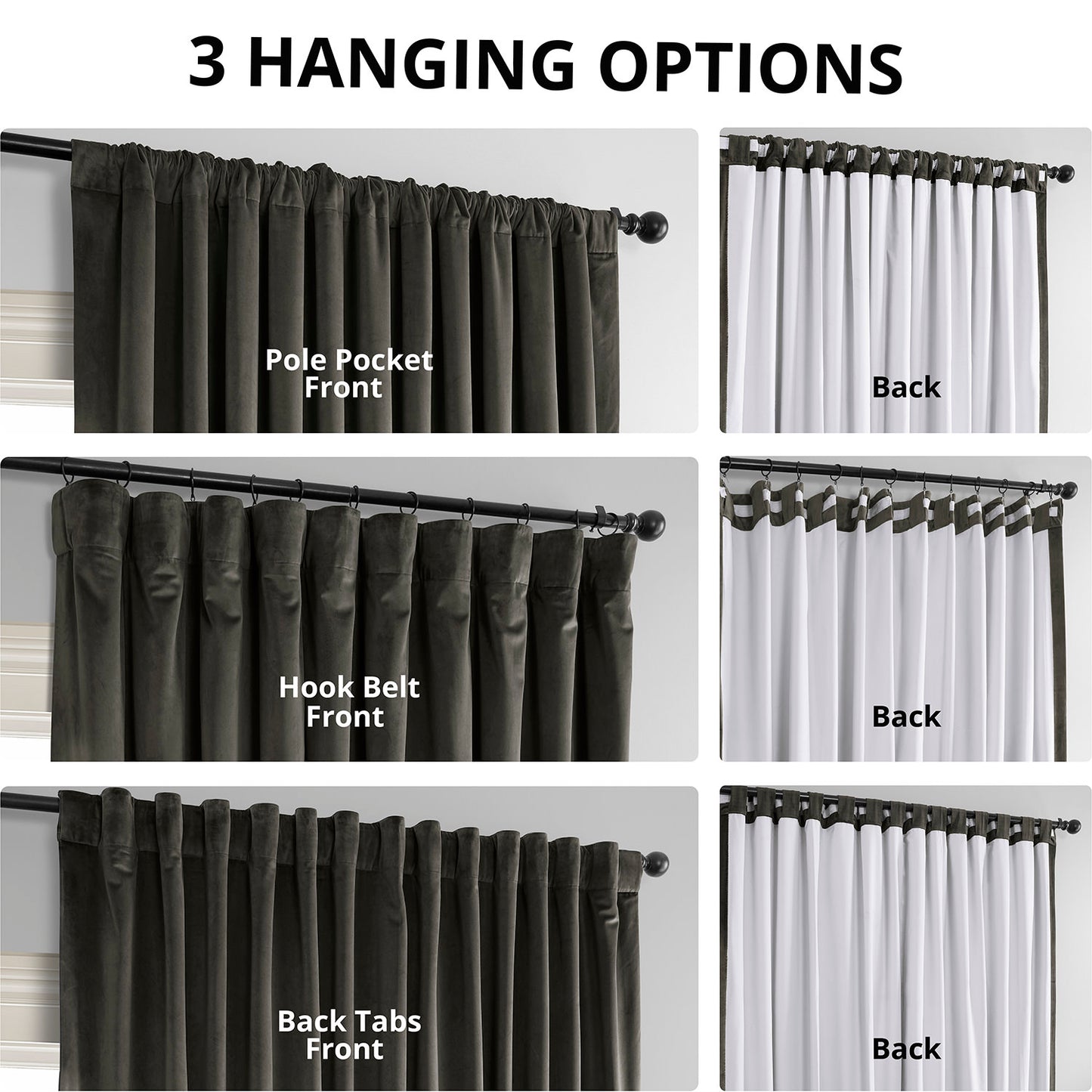 Gunmetal Grey Signature Extra Wide Velvet Blackout Curtain