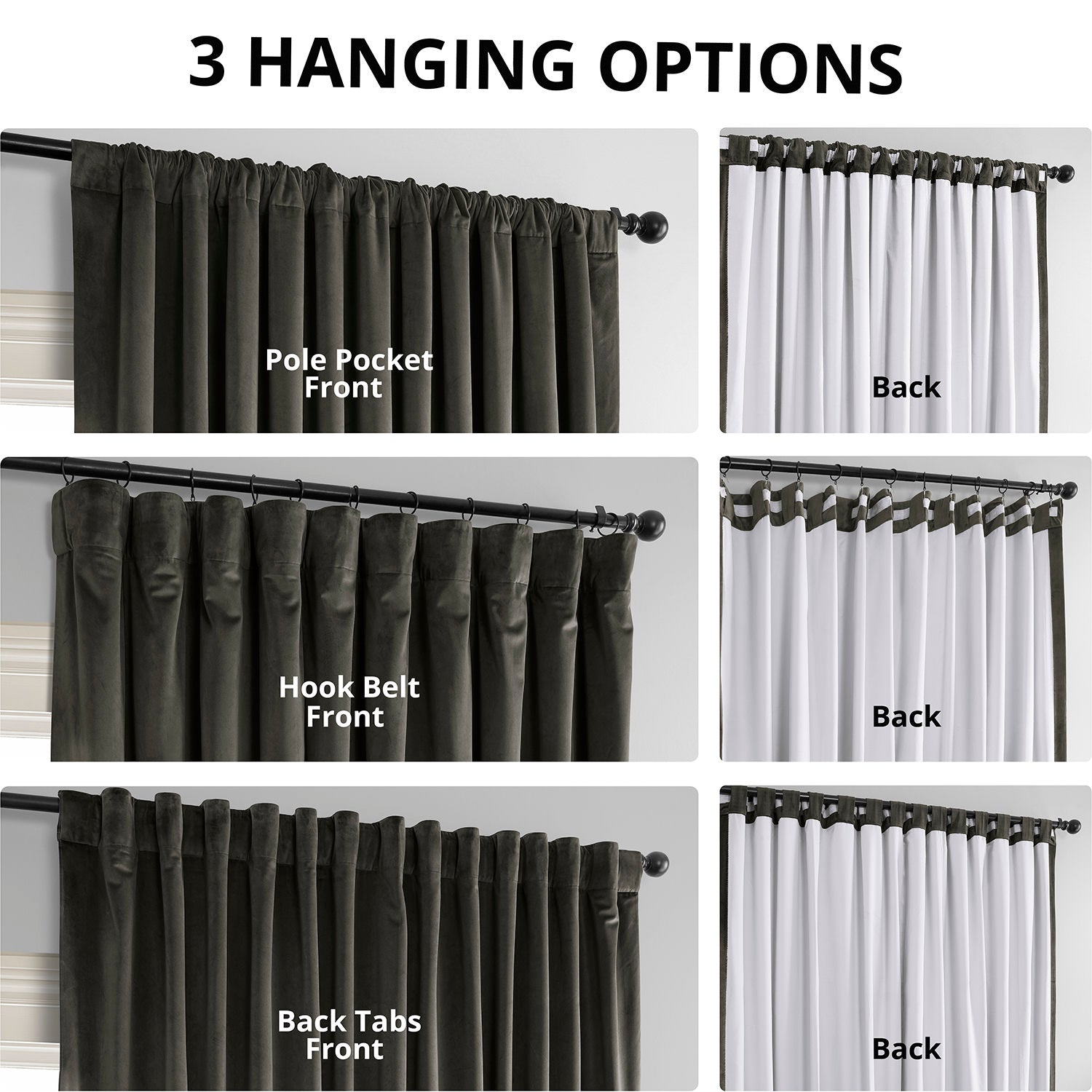 Gunmetal Grey Signature Extra Wide Velvet Blackout Curtain