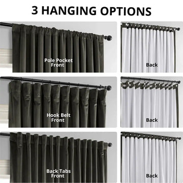 Gunmetal Grey Signature Extra Wide Velvet Blackout Curtain