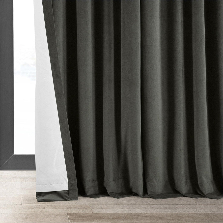 Gunmetal Grey Signature Extra Wide Velvet Blackout Curtain - HalfPriceDrapes.com