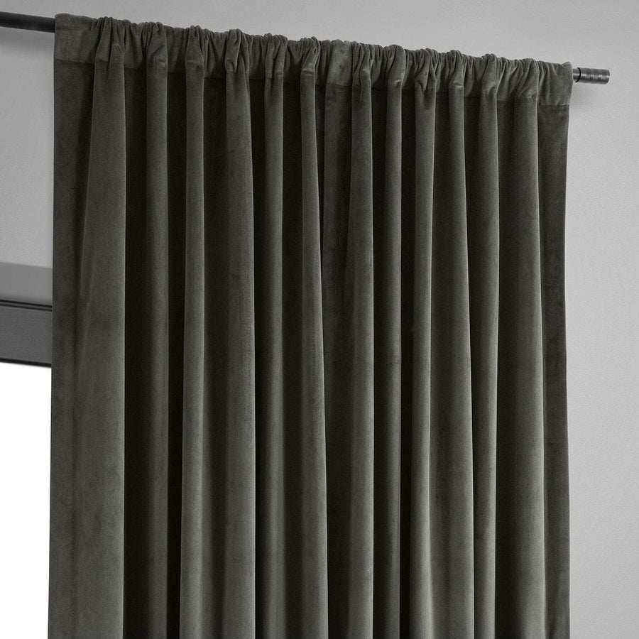 Gunmetal Grey Signature Extra Wide Velvet Blackout Curtain - HalfPriceDrapes.com