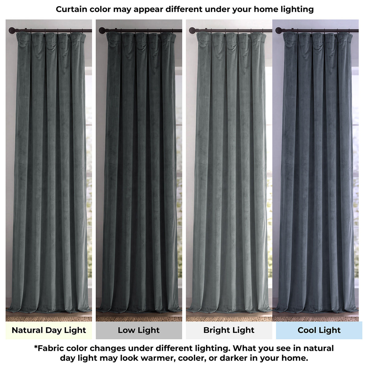 Natural Grey Signature Extra Wide Velvet Blackout Curtain