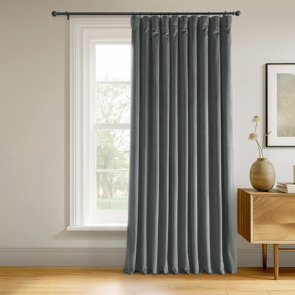 Natural Grey Signature Extra Wide Velvet Blackout Curtain