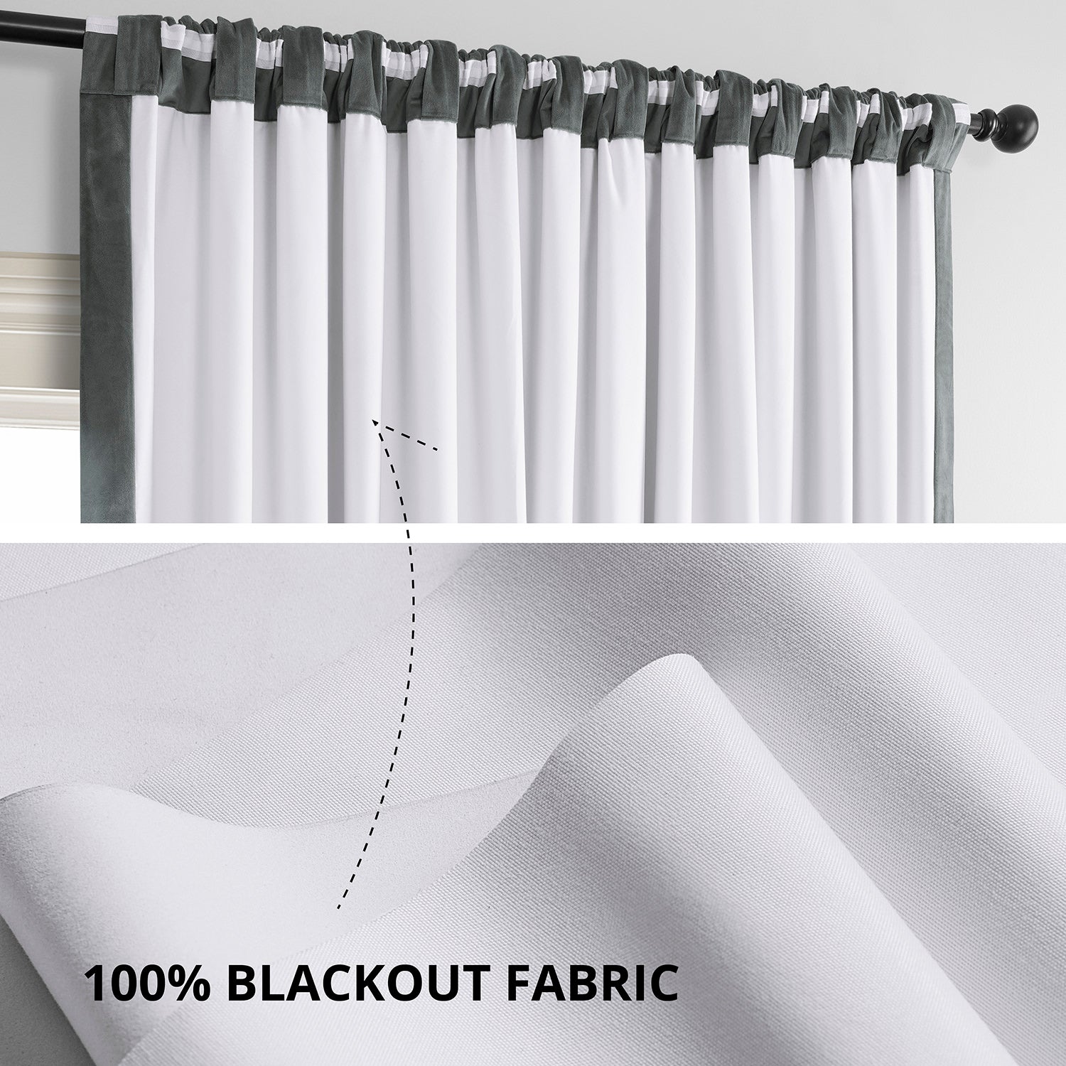 Natural Grey Signature Extra Wide Velvet Blackout Curtain