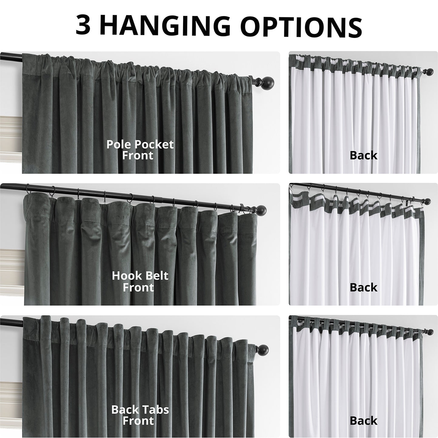 Natural Grey Signature Extra Wide Velvet Blackout Curtain