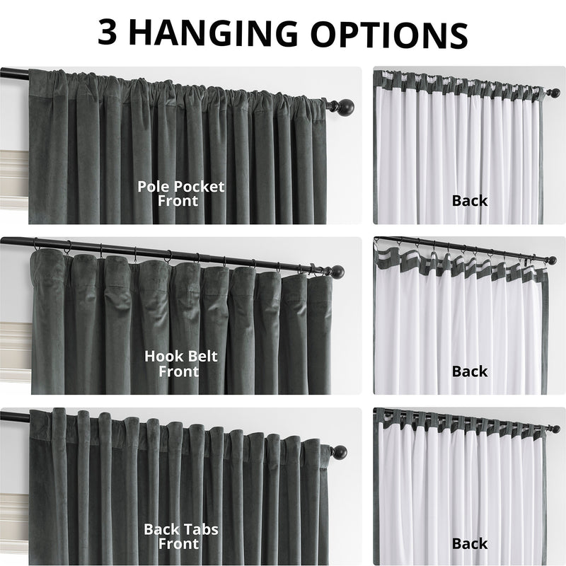 Natural Grey Signature Extra Wide Velvet Blackout Curtain