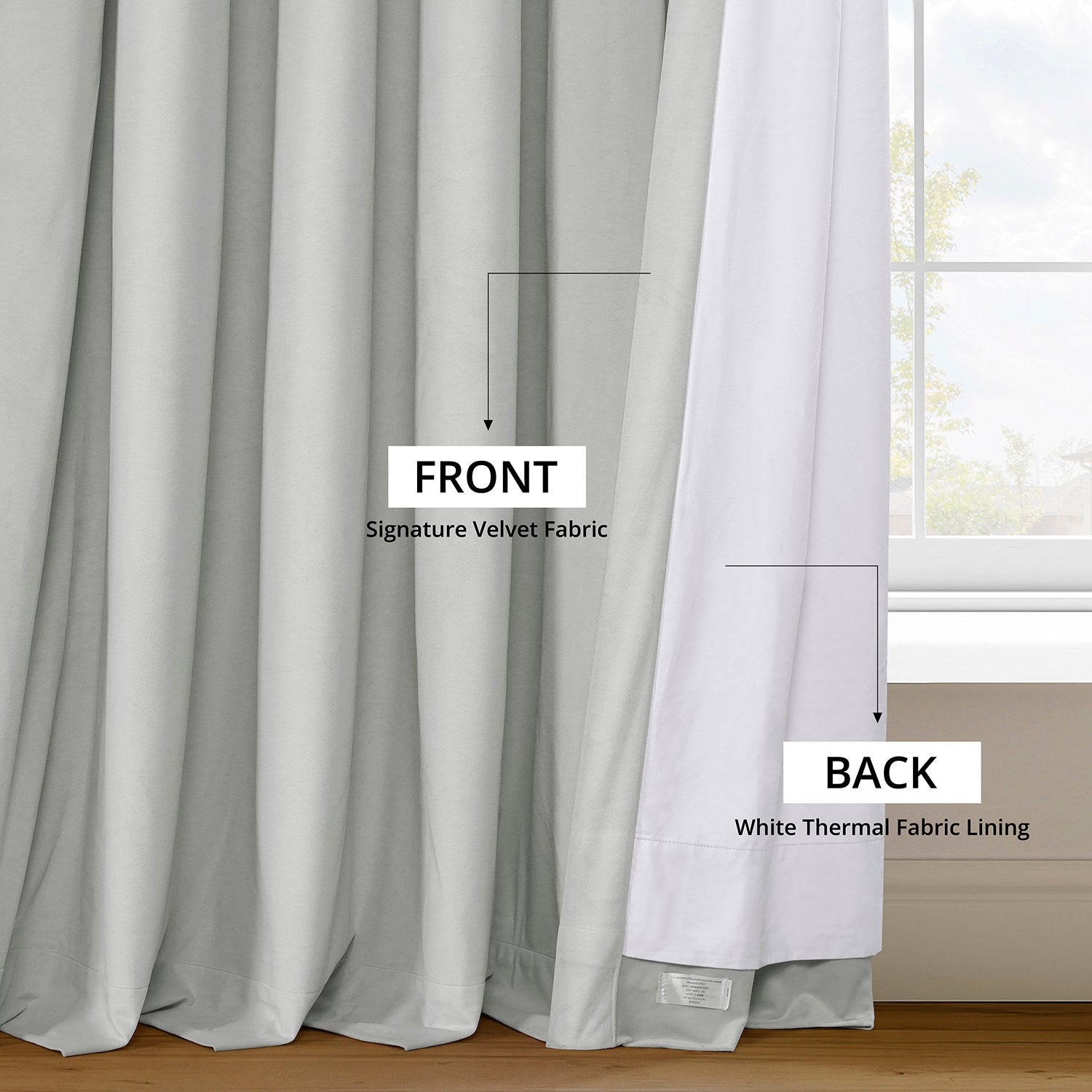 Reflection Grey Signature Extra Wide Velvet Blackout Curtain