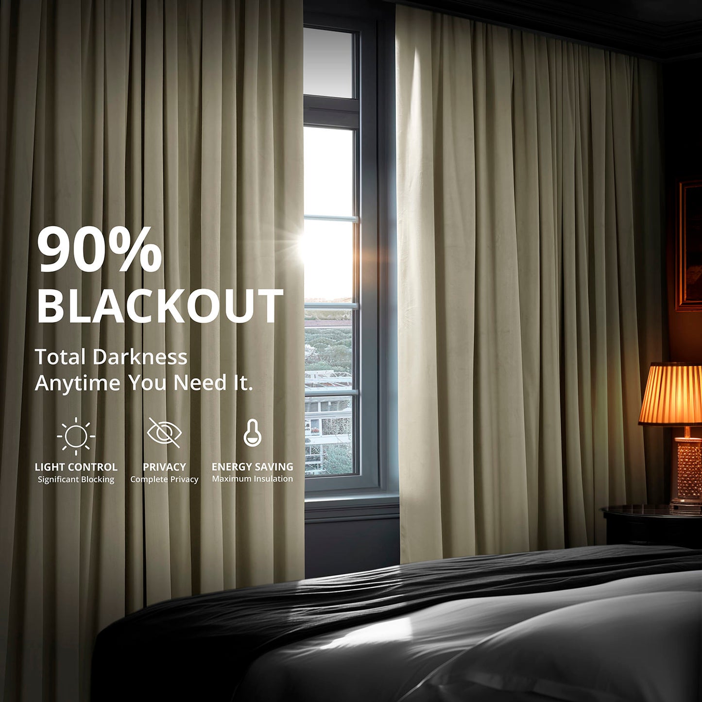 Cool Beige Signature Extra Wide Velvet Blackout Curtain