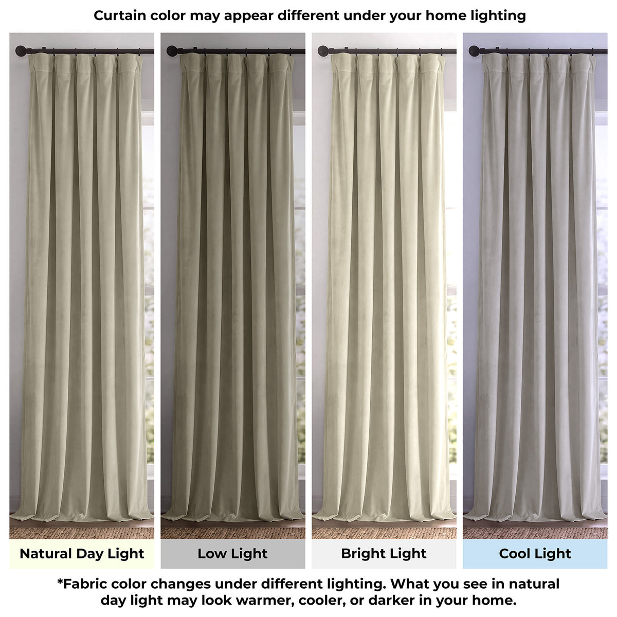 Cool Beige Signature Extra Wide Velvet Blackout Curtain
