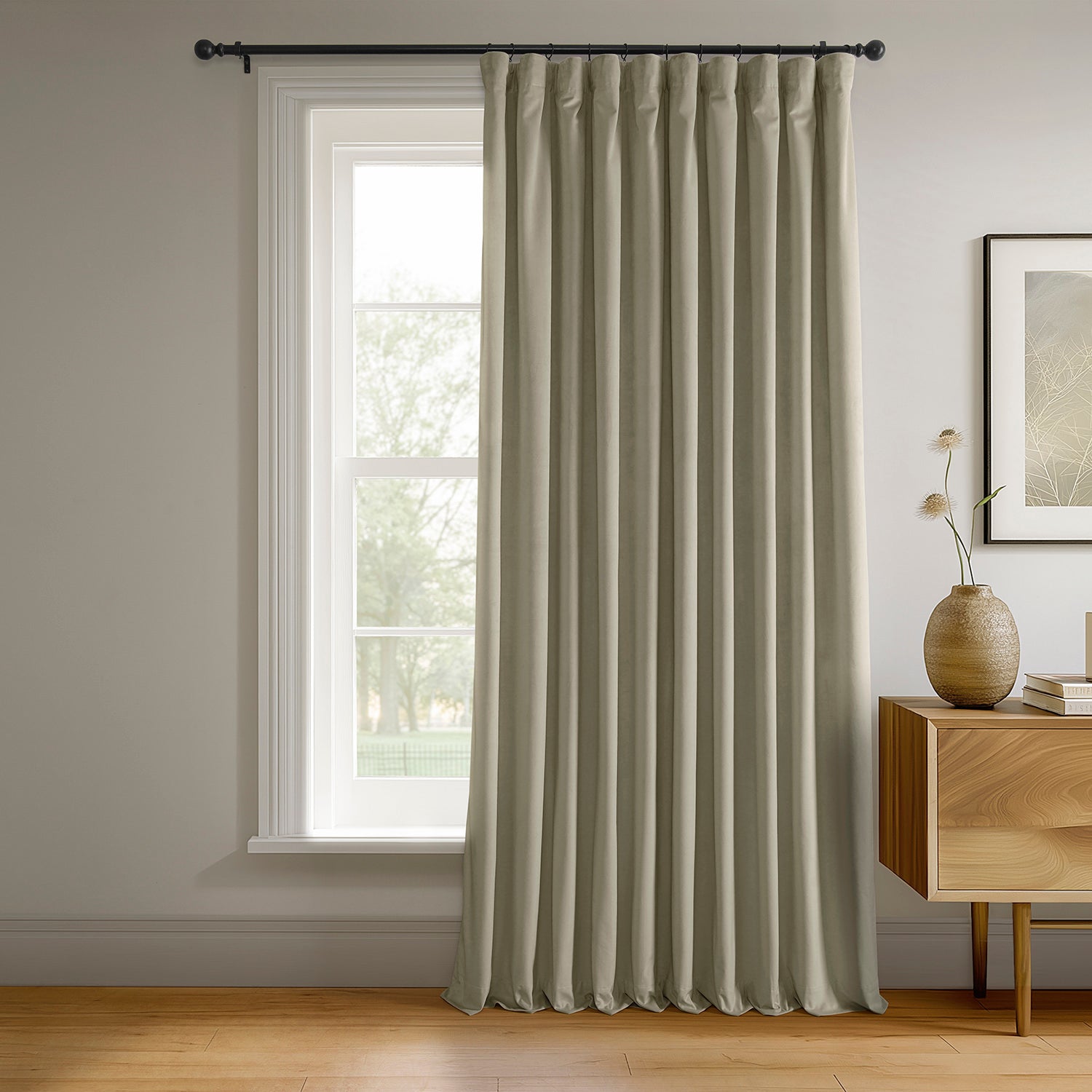 Cool Beige Signature Extra Wide Velvet Blackout Curtain