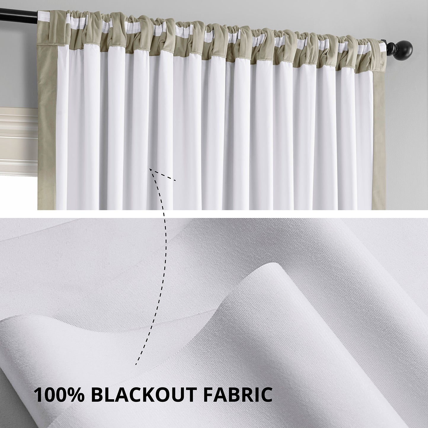 Cool Beige Signature Extra Wide Velvet Blackout Curtain