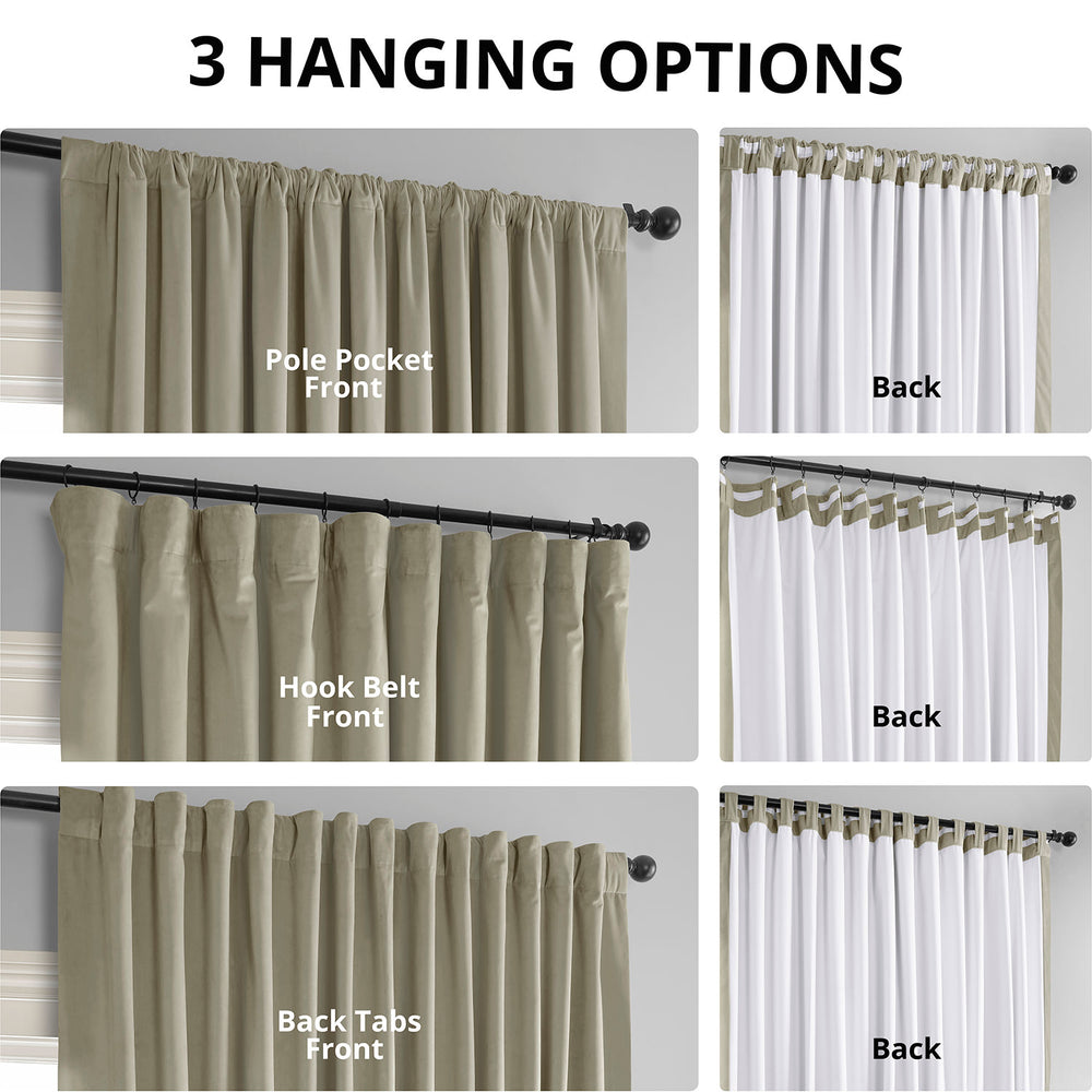 Cool Beige Signature Extra Wide Velvet Blackout Curtain