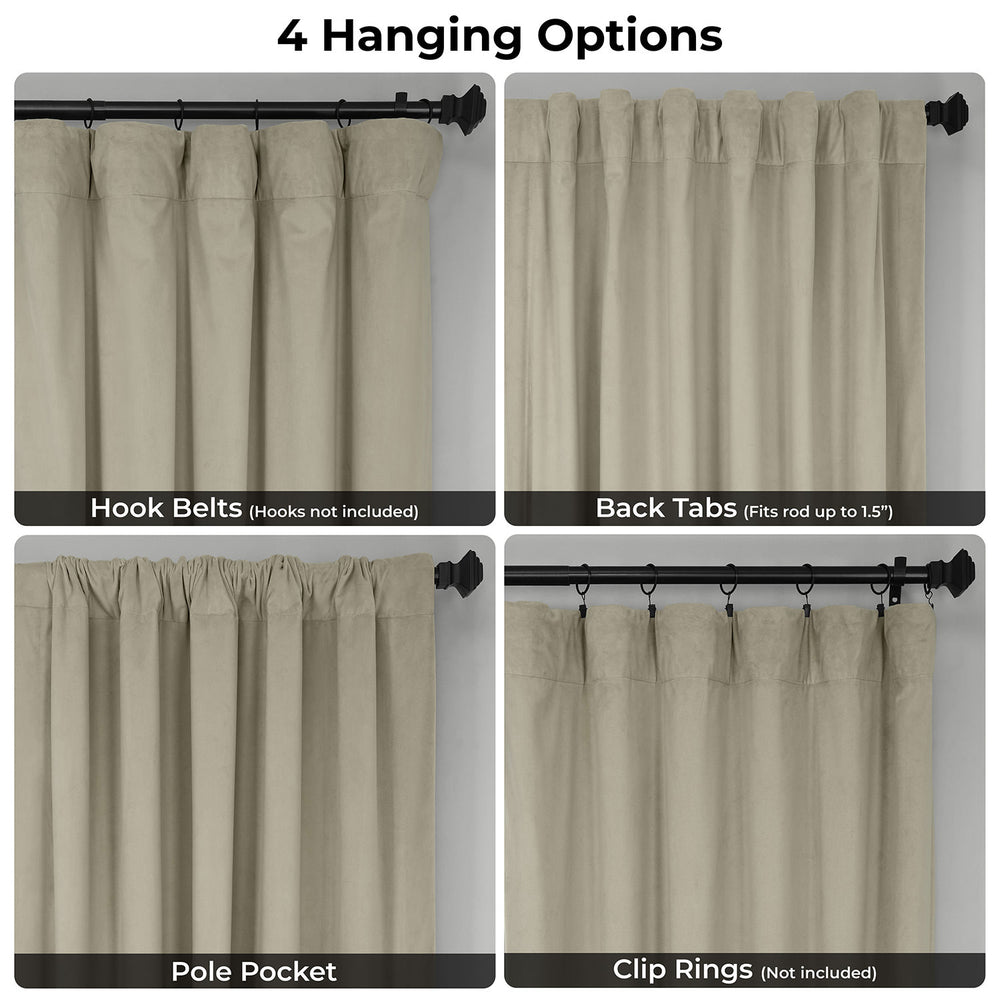 Cool Beige Signature Extra Wide Velvet Blackout Curtain