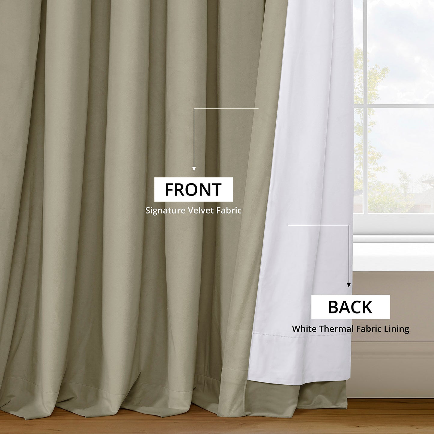 Cool Beige Signature Extra Wide Velvet Blackout Curtain