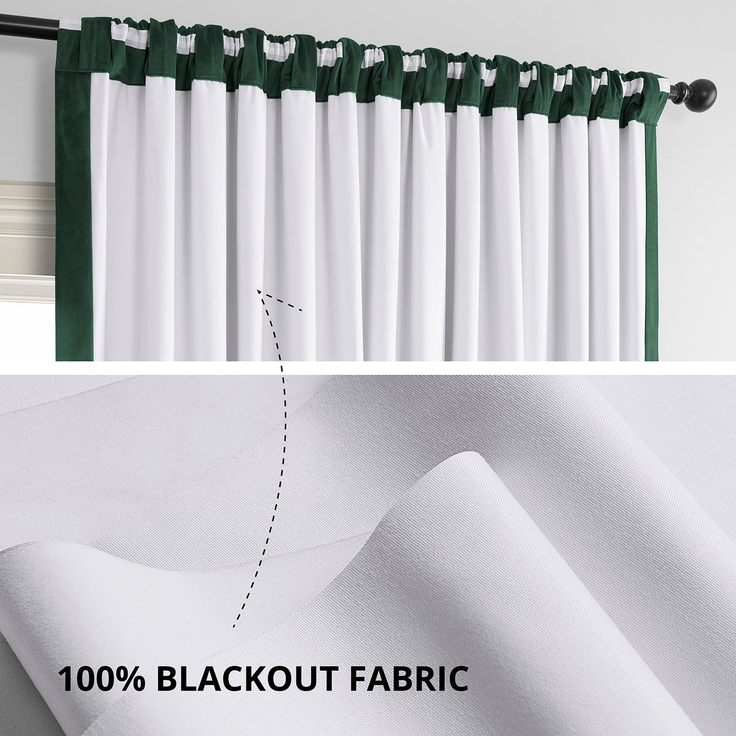 Blackforest Green Signature Extra Wide Velvet Blackout Curtain