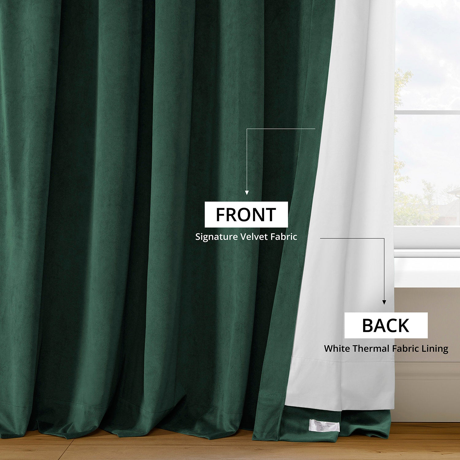 Blackforest Green Signature Extra Wide Velvet Blackout Curtain