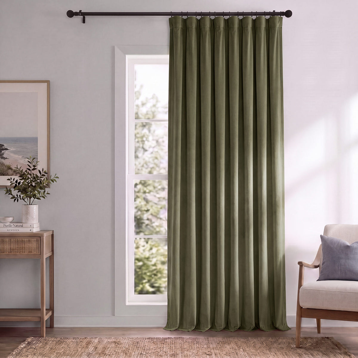 Hunter Green Signature Extra Wide Velvet Blackout Curtain