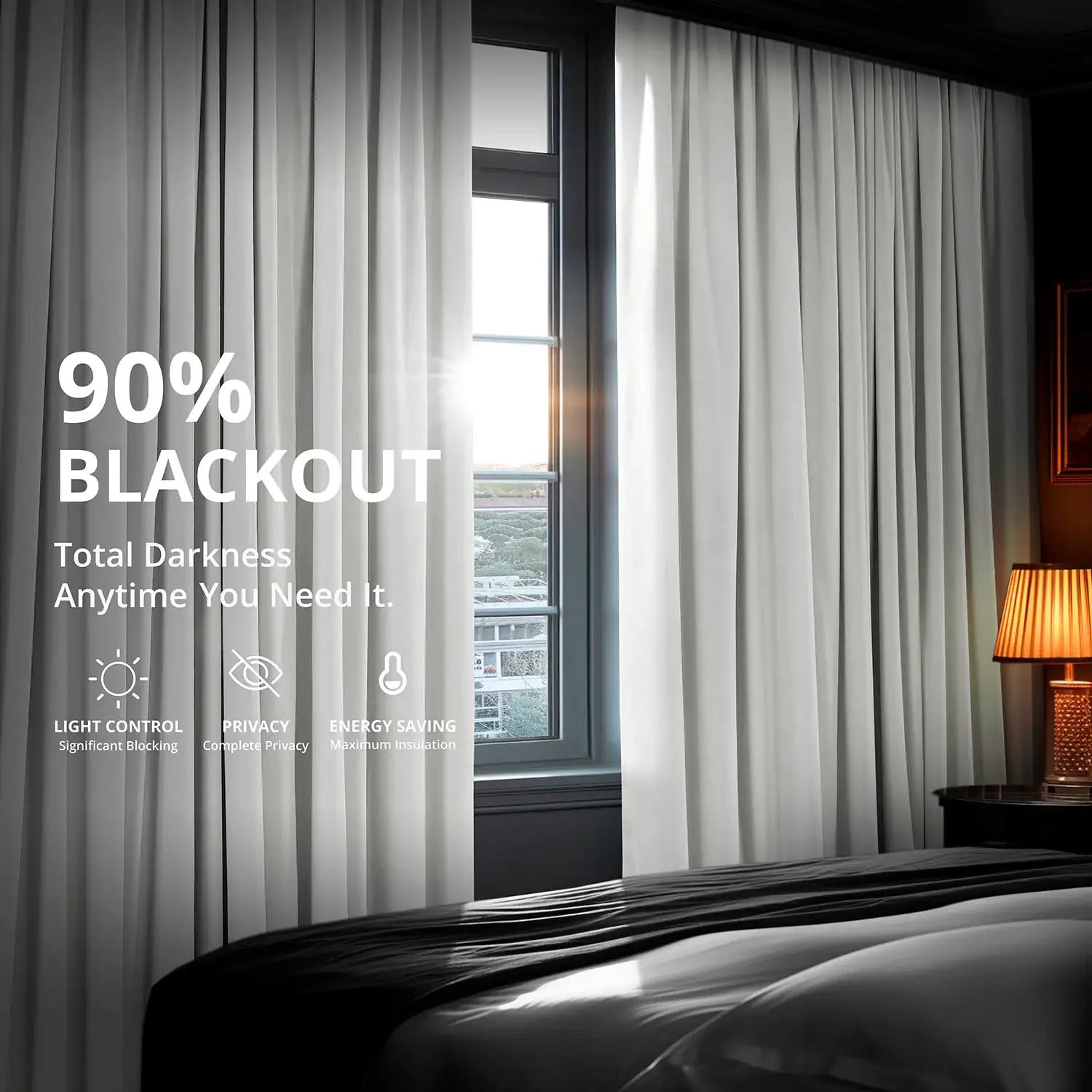 Primary White Signature Extra Wide Velvet Blackout Curtain | Half
