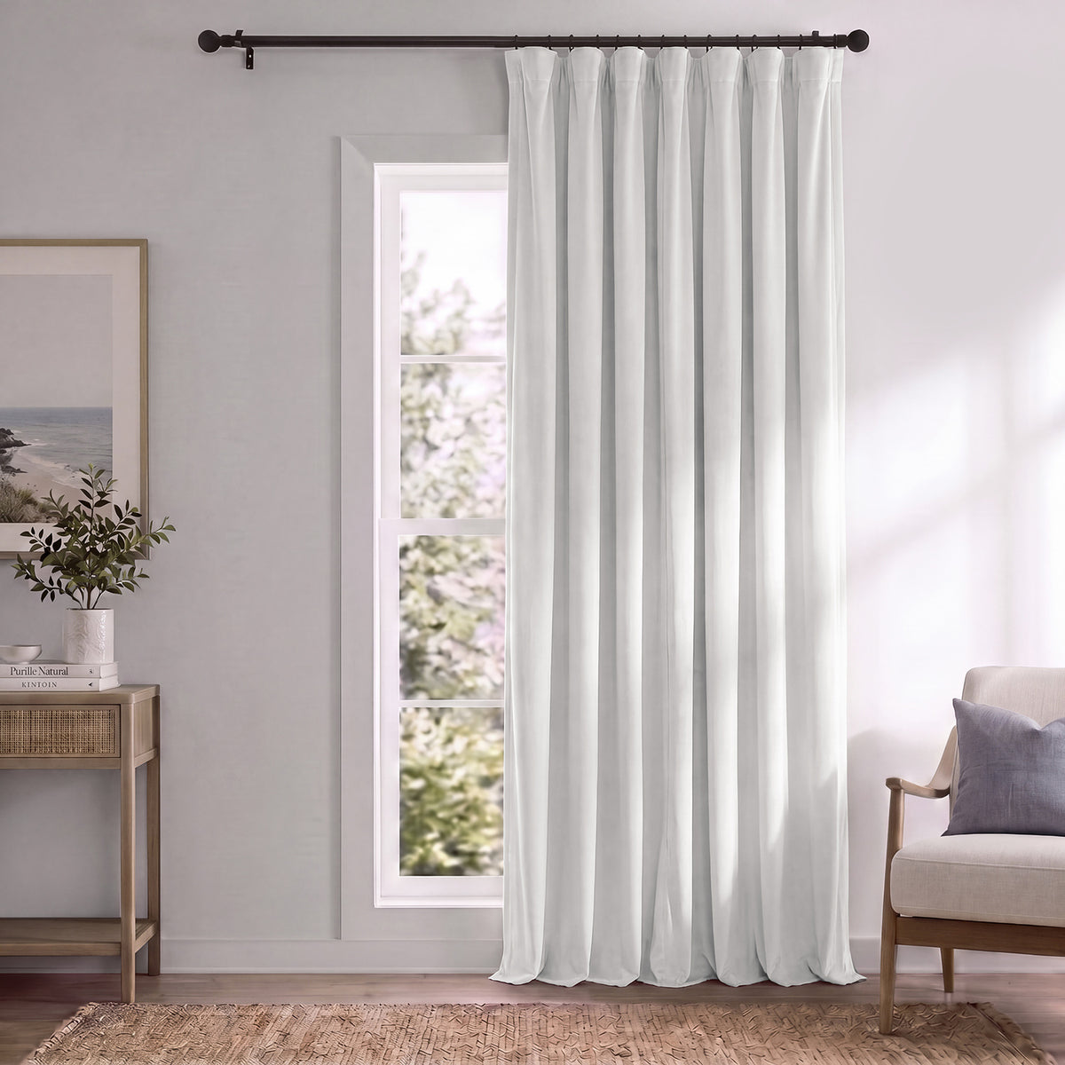 Primary White Signature Extra Wide Velvet Blackout Curtain