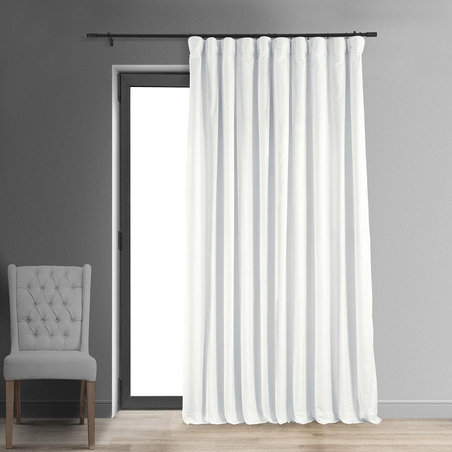 Primary White Signature Extra Wide Velvet Blackout Curtain - HalfPriceDrapes.com