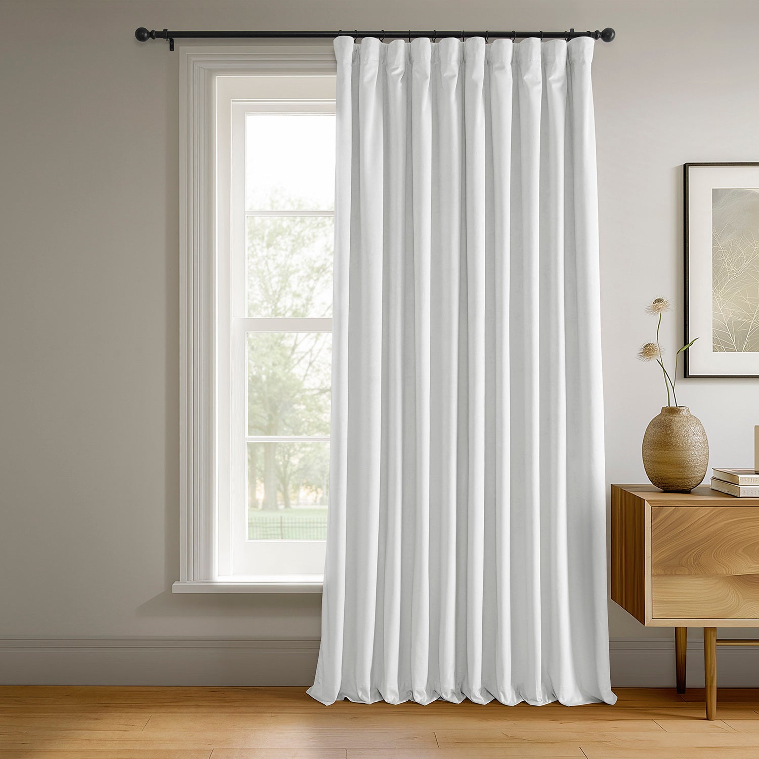 Primary White Signature Extra Wide Velvet Blackout Curtain