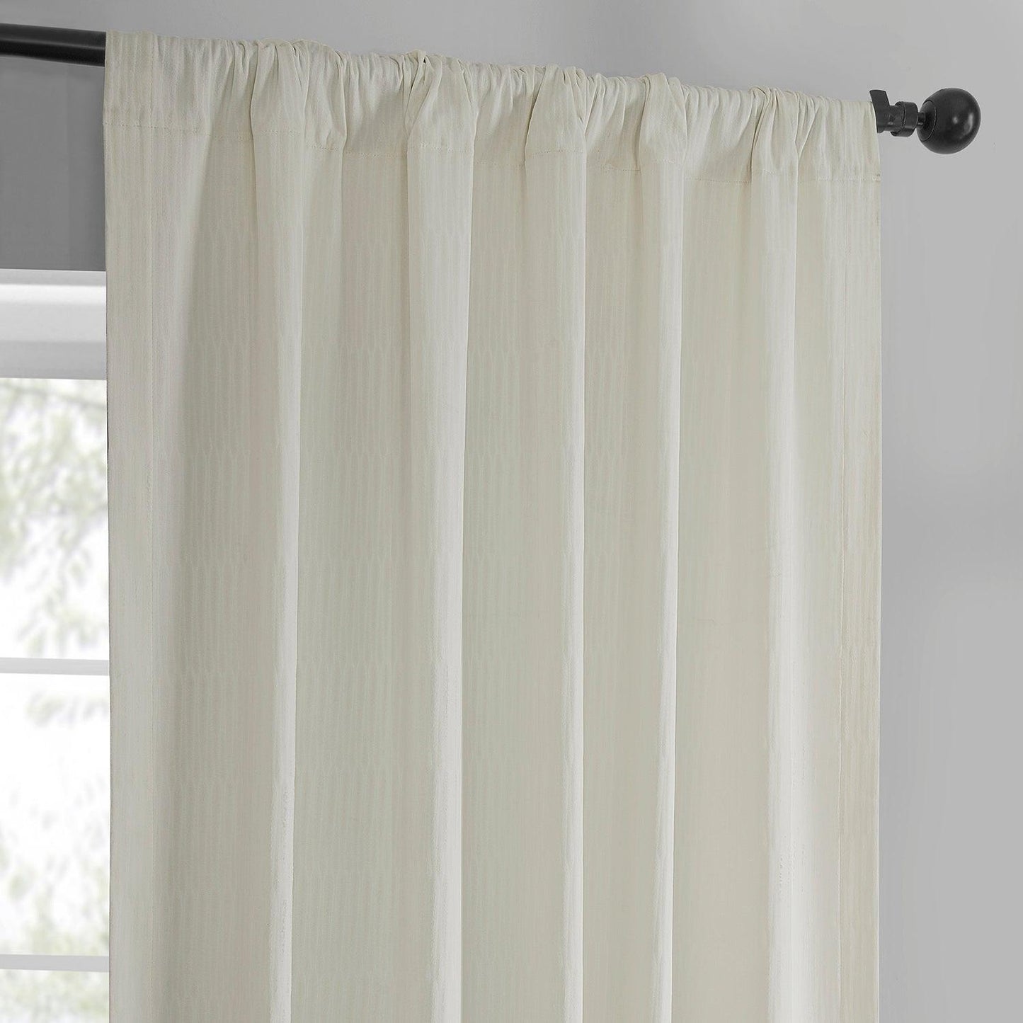 Ivory Lounge Embossed Velvet Curtain - HalfPriceDrapes.com